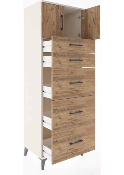 Hyperion Dolap Tek Raflı 5 Çekmeceli 2 Kapaklı 60X44X182 Aytaşı-Çam fırsatları