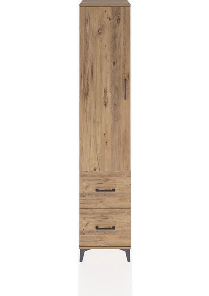 Hyperion Dolap 2 Raflı 2 Çekmeceli Tek Askılı 44X44X221 Çam-Çam