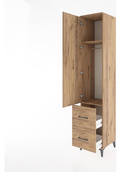Hyperion Dolap 2 Raflı 2 Çekmeceli Tek Askılı 44X44X221 Çam-Çam fırsatları