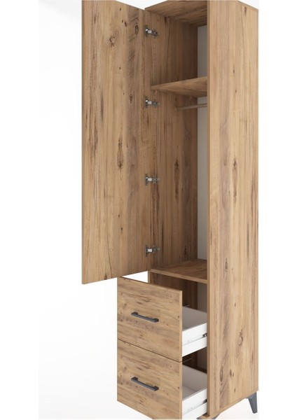 Hyperion Dolap 2 Raflı 2 Çekmeceli Tek Askılı 44X44X221 Çam-Çam indirimleri