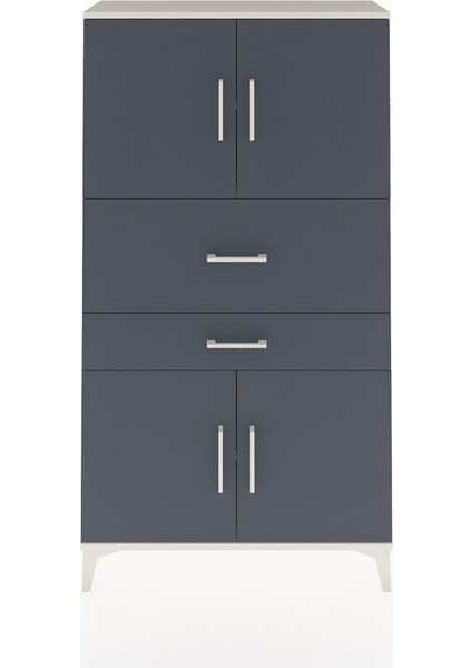 Arges Dolap 3 Raflı 2 Çekmeceli 4 Kapaklı 88X30X163 Aytaşı-Antrasit