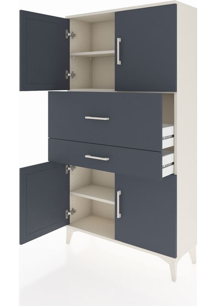 Arges Dolap 3 Raflı 2 Çekmeceli 4 Kapaklı 88X30X163 Aytaşı-Antrasit fırsatları