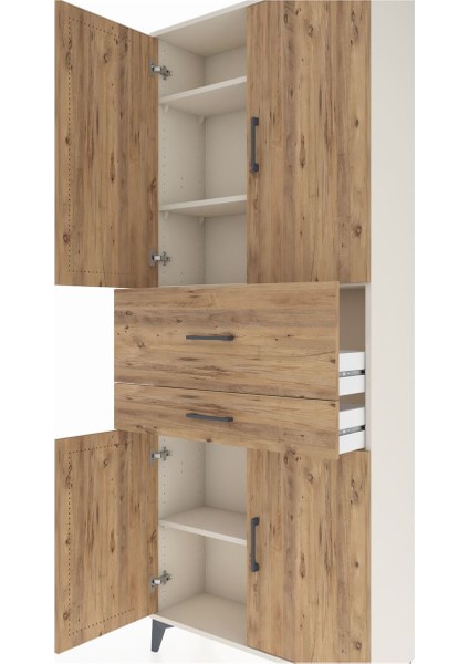 Arges Dolap 4 Raflı 2 Çekmeceli 4 Kapaklı 88X30X221 Aytaşı-Çam indirimleri