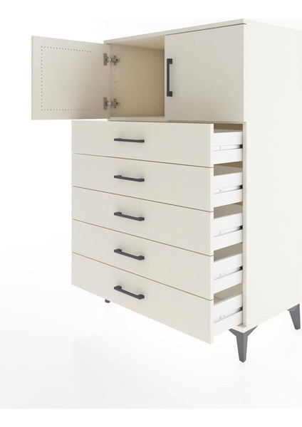 Hyperion Dolap Tek Raflı 5 Çekmeceli 2 Kapaklı 88X44X134 Aytaşı-Aytaşı fırsatları