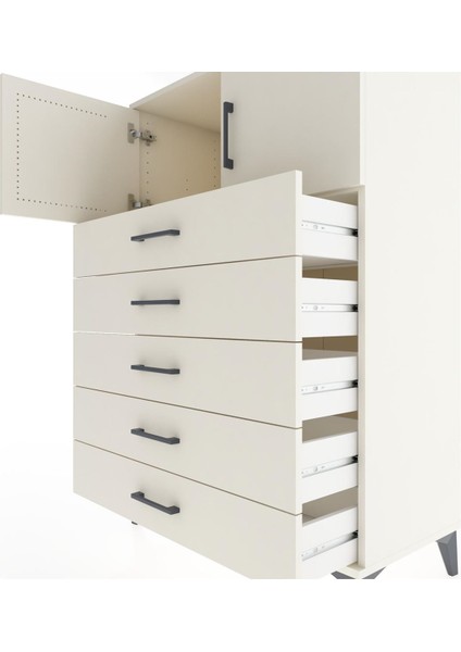 Hyperion Dolap Tek Raflı 5 Çekmeceli 2 Kapaklı 88X44X134 Aytaşı-Aytaşı indirimleri