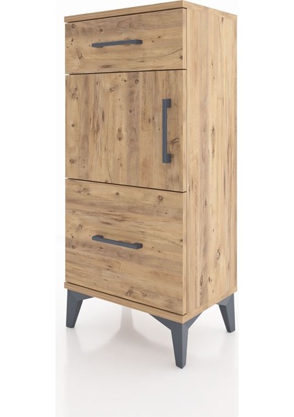 Arges Komodin Tek Raflı 2 Çekmeceli Tek Kapaklı 44X30X96 Çam-Çam modelleri