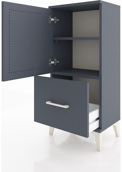 Arges Komodin 2 Raflı Tek Çekmeceli Tek Kapaklı 44X30X96 Antrasit-Antrasit fırsatları