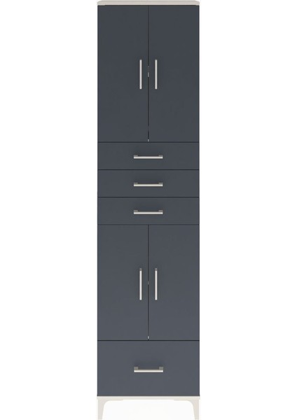 Arges Dolap 4 Raflı 4 Çekmeceli 4 Kapaklı 60X30X243 Aytaşı-Antrasit