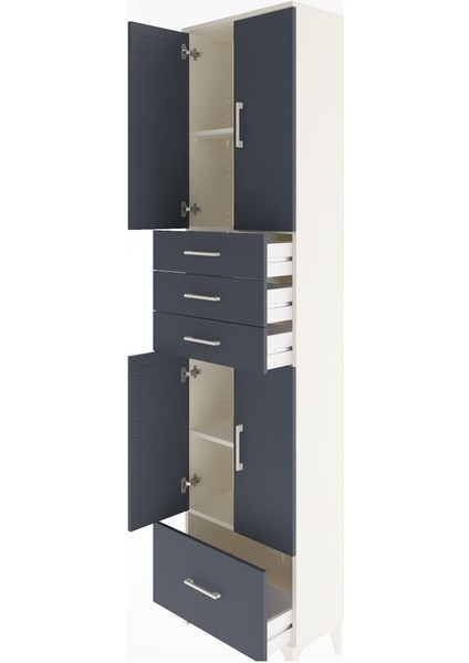 Arges Dolap 4 Raflı 4 Çekmeceli 4 Kapaklı 60X30X243 Aytaşı-Antrasit fırsatları