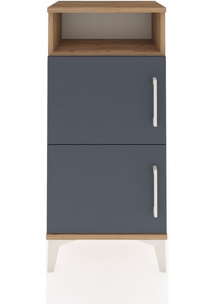 Arges Komodin Tek Raflı 2 Kapaklı 44X30X96 Çam-Antrasit