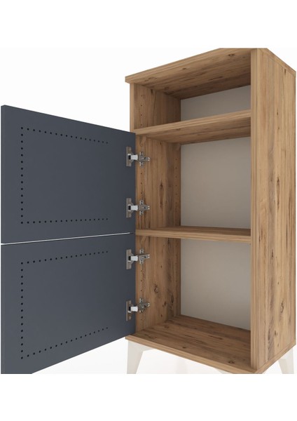 Arges Komodin Tek Raflı 2 Kapaklı 44X30X96 Çam-Antrasit indirimleri