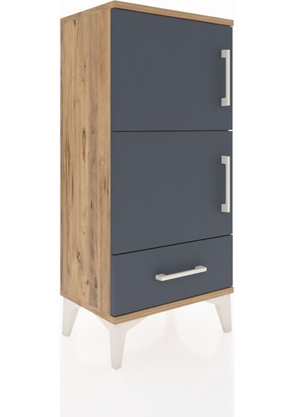 Arges Komodin 4 Raflı Tek Çekmeceli 2 Kapaklı 44X30X96 Çam-Antrasit fiyatları