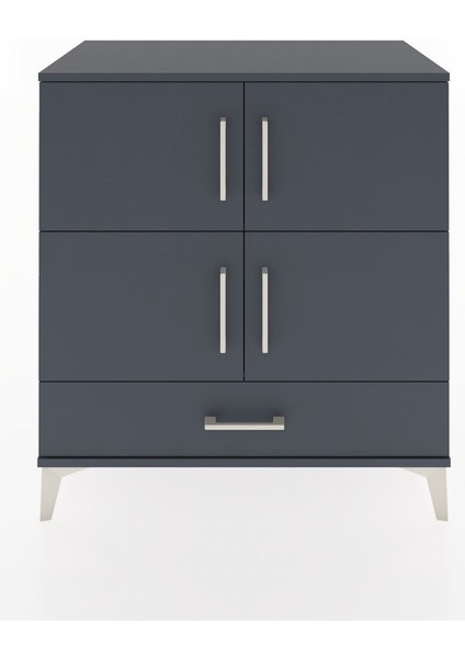 Hyperion Şifonyer 2 Raflı Tek Çekmeceli 4 Kapaklı 88X44X96 Antrasit-Antrasit
