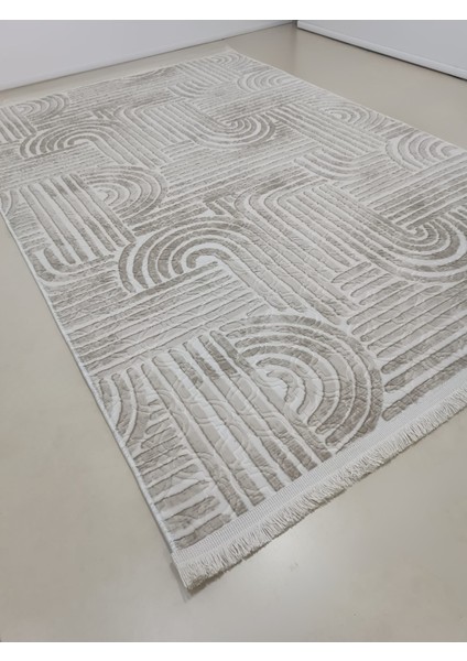 Dinar Osso Krem Vizon Saçaklı Kabartmalı Yıkanabilir Kesme Yolluk Halı fiyatları