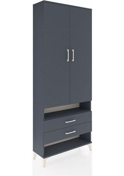 Arges Dolap 4 Raflı 2 Çekmeceli 2 Kapaklı 88X30X221 Antrasit-Antrasit fiyatları