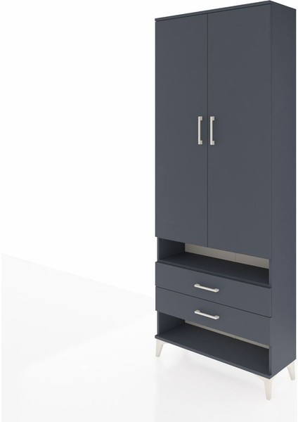Arges Dolap 4 Raflı 2 Çekmeceli 2 Kapaklı 88X30X221 Antrasit-Antrasit modelleri