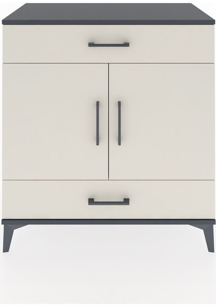 Hyperion Şifonyer 2 Çekmeceli 2 Kapaklı 88X44X96 Antrasit-Aytaşı