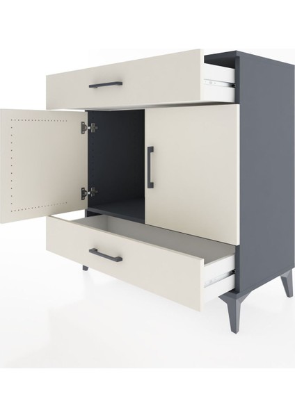 Hyperion Şifonyer 2 Çekmeceli 2 Kapaklı 88X44X96 Antrasit-Aytaşı fırsatları