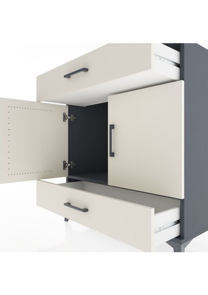 Hyperion Şifonyer 2 Çekmeceli 2 Kapaklı 88X44X96 Antrasit-Aytaşı indirimleri