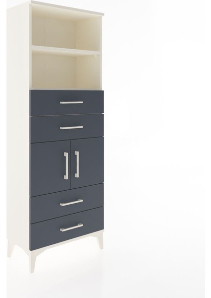 Arges Dolap 3 Raflı 4 Çekmeceli 2 Kapaklı 60X30X163 Aytaşı-Antrasit fiyatları