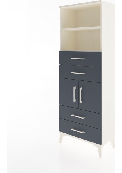 Arges Dolap 3 Raflı 4 Çekmeceli 2 Kapaklı 60X30X163 Aytaşı-Antrasit modelleri