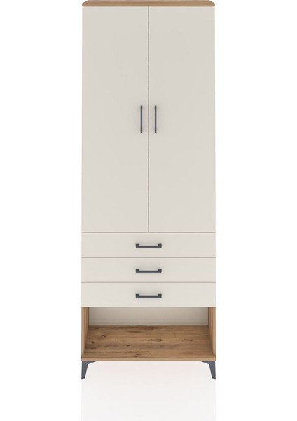 Arges Dolap 4 Raflı 3 Çekmeceli 2 Kapaklı 88X30X243 Çam-Aytaşı