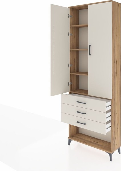Arges Dolap 4 Raflı 3 Çekmeceli 2 Kapaklı 88X30X243 Çam-Aytaşı fırsatları