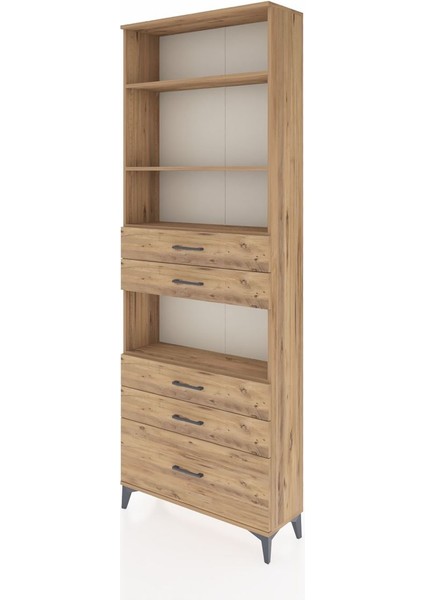 Arges Dolap 4 Raflı 5 Çekmeceli 88X30X243 Çam-Çam modelleri