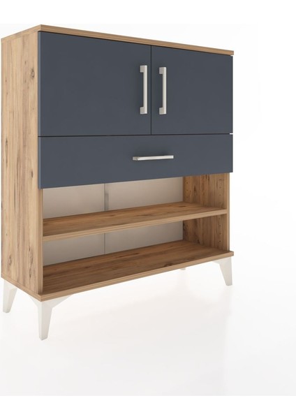 Arges Şifonyer 3 Raflı Tek Çekmeceli 2 Kapaklı 88X30X96 Çam-Antrasit fiyatları