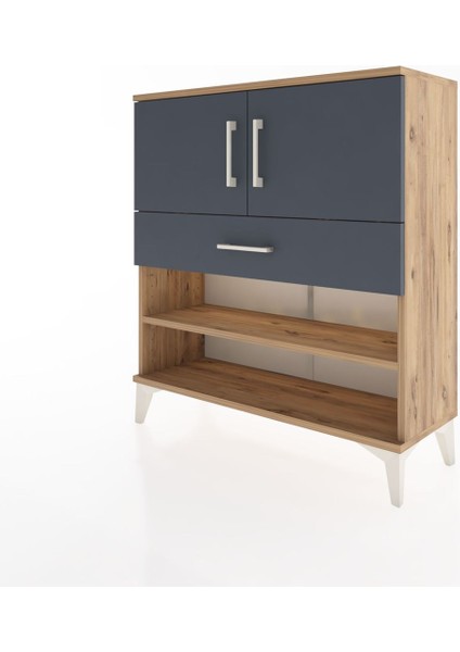 Arges Şifonyer 3 Raflı Tek Çekmeceli 2 Kapaklı 88X30X96 Çam-Antrasit modelleri