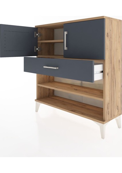 Arges Şifonyer 3 Raflı Tek Çekmeceli 2 Kapaklı 88X30X96 Çam-Antrasit fırsatları