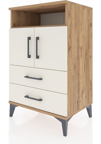 Hyperion Komodin 2 Raflı 2 Çekmeceli 2 Kapaklı 60X44X96 Çam-Aytaşı modelleri
