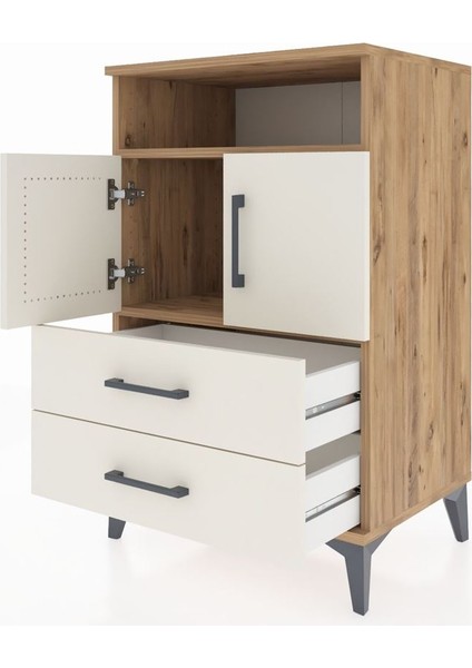Hyperion Komodin 2 Raflı 2 Çekmeceli 2 Kapaklı 60X44X96 Çam-Aytaşı fırsatları