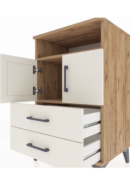 Hyperion Komodin 2 Raflı 2 Çekmeceli 2 Kapaklı 60X44X96 Çam-Aytaşı indirimleri