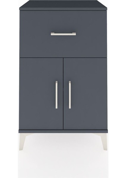 Hyperion Komodin Tek Raflı Tek Çekmeceli 2 Kapaklı 60X44X96 Antrasit-Antrasit