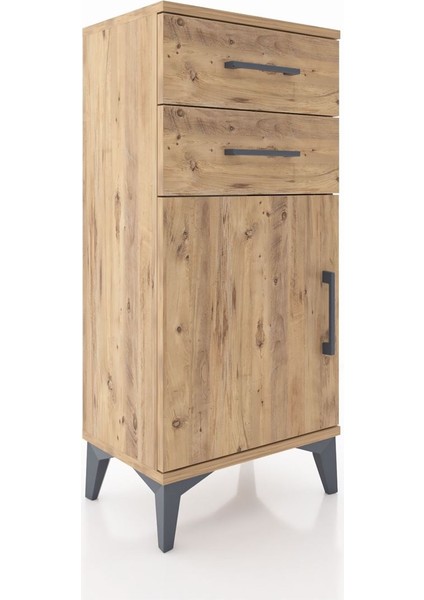 Arges Komodin Tek Raflı 2 Çekmeceli Tek Kapaklı 44X30X96 Çam-Çam fiyatları