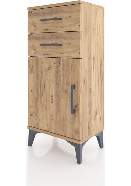Arges Komodin Tek Raflı 2 Çekmeceli Tek Kapaklı 44X30X96 Çam-Çam modelleri
