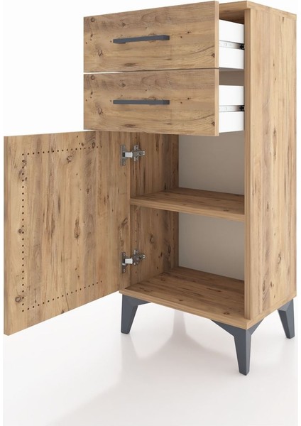 Arges Komodin Tek Raflı 2 Çekmeceli Tek Kapaklı 44X30X96 Çam-Çam fırsatları