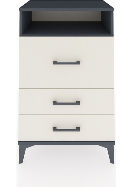 Hyperion Komodin Tek Raflı 3 Çekmeceli 60X44X96 Antrasit-Aytaşı