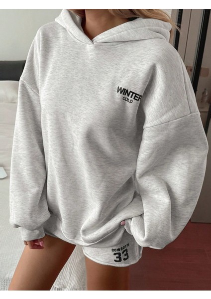 Kadın Wnter Baskılı Sweatshırt 3iplik Kaliteli Kumaş Oversize Kesim