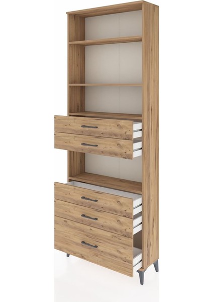 Arges Dolap 4 Raflı 5 Çekmeceli 88X30X243 Çam-Çam fırsatları