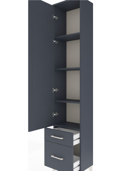 Arges Dolap 4 Raflı 2 Çekmeceli Tek Kapaklı 44X30X221 Antrasit-Antrasit indirimleri