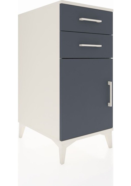 Kronos Komodin Tek Raflı 2 Çekmeceli Tek Kapaklı 44X59X96 Aytaşı-Antrasit fiyatları