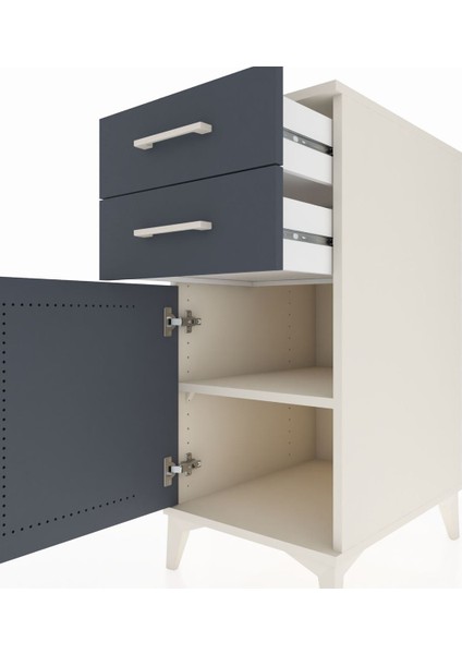 Kronos Komodin Tek Raflı 2 Çekmeceli Tek Kapaklı 44X59X96 Aytaşı-Antrasit indirimleri