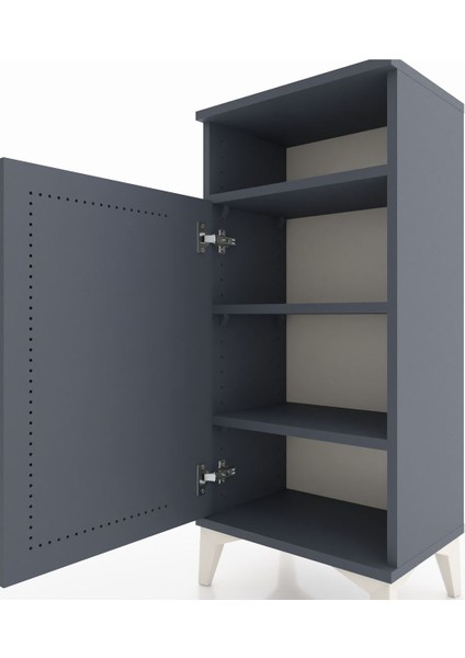 Arges Komodin 3 Raflı Tek Kapaklı 44X30X96 Antrasit-Antrasit indirimleri