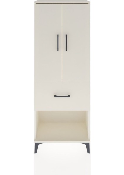 Arges Dolap 3 Raflı Tek Çekmeceli 2 Kapaklı 60X30X163 Aytaşı-Aytaşı