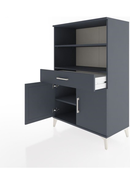 Hyperion Dolap 3 Raflı Tek Çekmeceli 2 Kapaklı 88X44X134 Antrasit-Antrasit fırsatları