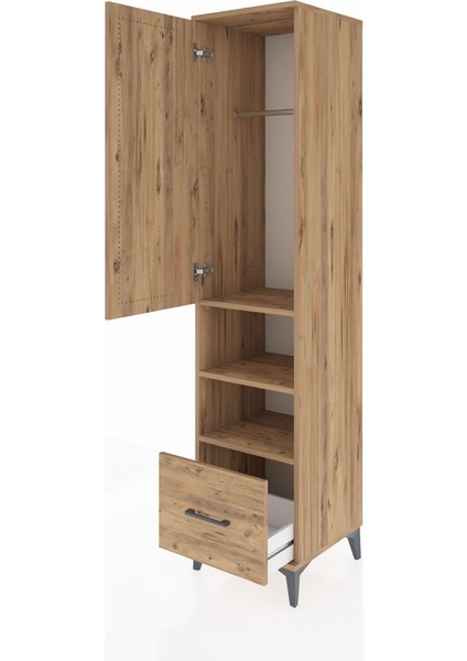 Hyperion Dolap 3 Raflı Tek Çekmeceli Tek Askılı 44X44X195 Çam-Çam fırsatları