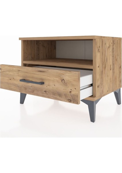 Hyperion Komodin Tek Raflı Tek Çekmeceli 60X44X48 Çam-Çam fırsatları