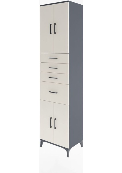 Hyperion Dolap 2 Raflı 4 Çekmeceli 4 Kapaklı 60X44X243 Antrasit-Aytaşı modelleri